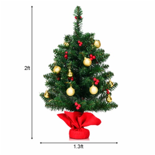 24'' Pre-Lit PVC Christmas Tree Battery Operated Tabletop LED Lights Holiday Decor Perspective: back