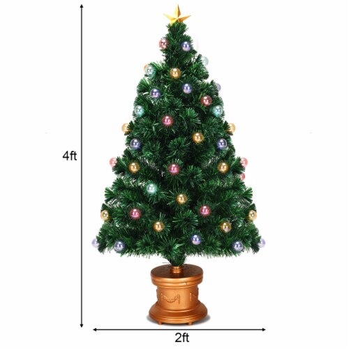4Ft Pre-Lit PVC Christmas Tree Fiber Optical Firework Holiday Decor Perspective: back