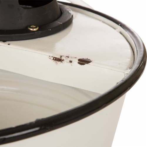 Glitzhome Farmhouse Metal Enamel Two Tier Fountain With Pump - White Perspective: back