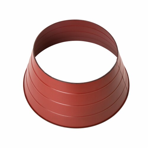 Glitzhome 22 Inch Diameter Painted Red Metal Tree Collar Perspective: back