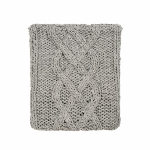 Glitzhome Handmade Acrylic Cable Knit Pillow Cover - Gray Perspective: back