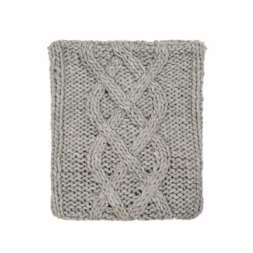 Glitzhome Handmade Acrylic Cable Knit Pillow Cover - Gray Perspective: back