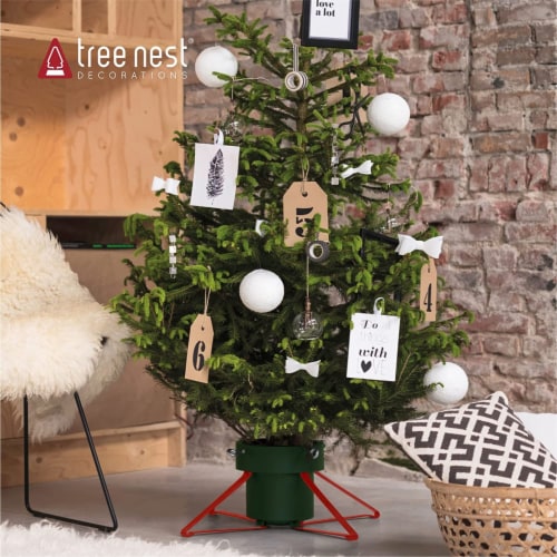 Tree Nest Large Trendy Christmas Tree Stand for Real Trees, Green/Red, 1 Food 4 Less