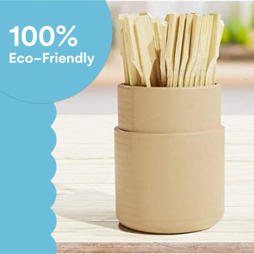 Noa Store 200 Bamboo Skewers 4 Inch, Wooden Paddle Picks Perspective: back