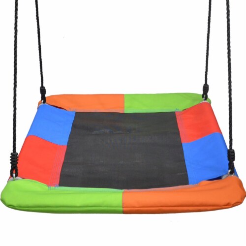 Swinging Monkey Giant 40 x 30 Square Mat Platform Outdoor Play Swing, Rainbow Perspective: back