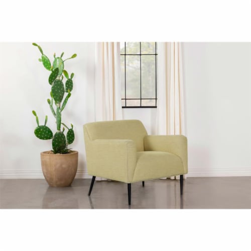Fabric Upholstered Accent Chair with Metal Legs in Lemon and Black Perspective: back