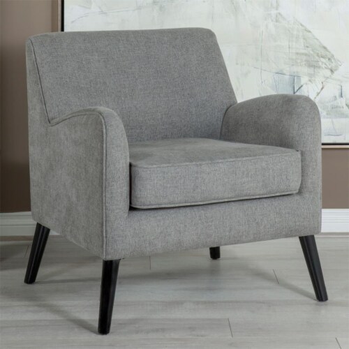 Fabric Upholstered Accent Chair with Arms and Wood Legs in