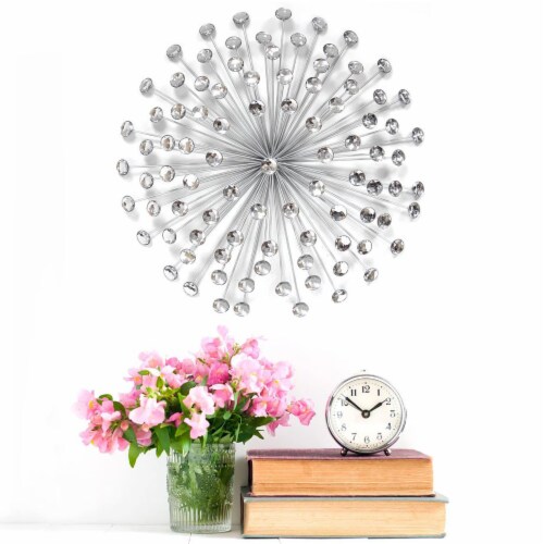 Stratton Home Decor Silver Acrylic Burst 24x24x5 Inch Metal Wall Art Decoration Perspective: back