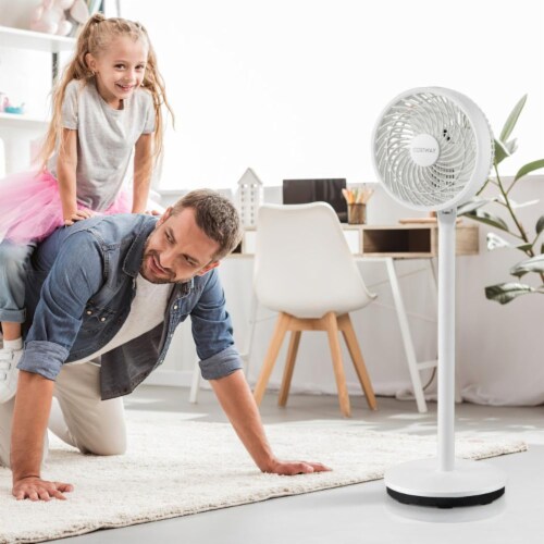 9 Inch Portable Oscillating Pedestal Floor Fan with Adjustable Heights and Speeds Perspective: back