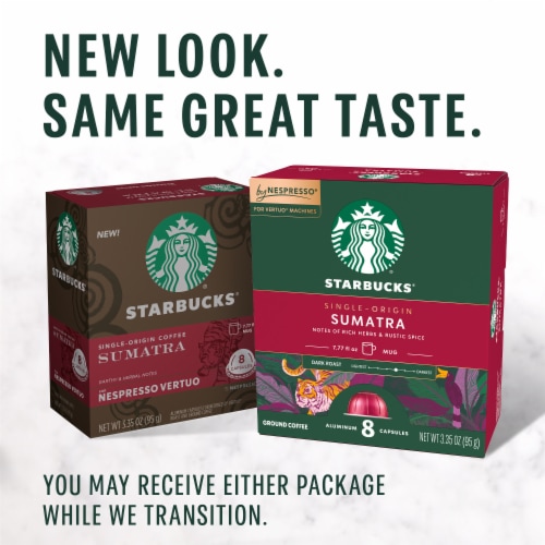 Starbucks By Nespresso Vertuo Line Pods Dark Roast Coffee Single-Origin Sumatra 100% Arabica Perspective: back