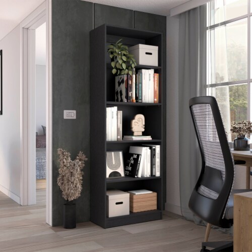 Home 4 Shelves Bookcase with Multi-Tiered Storage Perspective: back