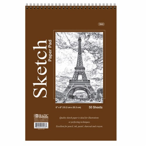 Lot of 3 Sketch Book Paper Pad 50 Sheet 6  x 8  High Quality Spiral Premium Qty Perspective: back