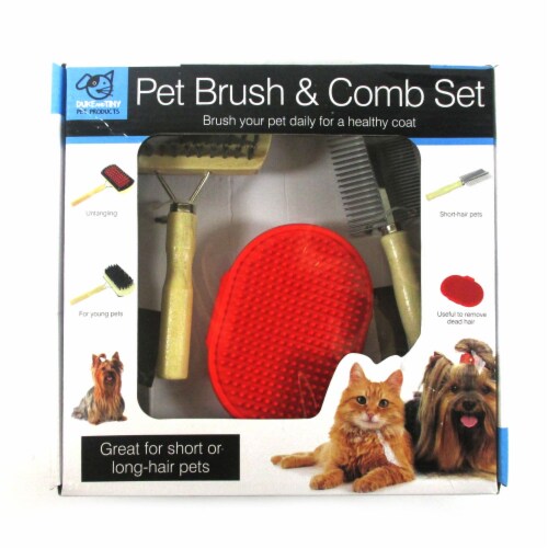 3PC Pet Brush Set Groom Tangled Hair Shampoo Dogs Cats All Type Wet Dry Shedding Perspective: back