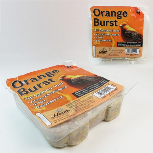 All Season Suet Wild Bird Food Cake Treat 11.25 oz Heath Outdoor Orange Burst Perspective: back