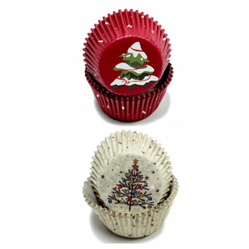 100X Holiday Cupcake Liners Christmas Tree Cake Muffin Baking Cups Party Dessert Perspective: back