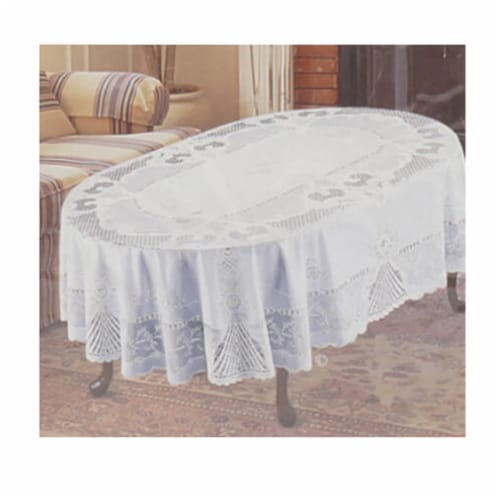 Vinyl White Oval Tablecloth 54 X 72 Design Table Cover Party Easy Wipe Clean Perspective: back