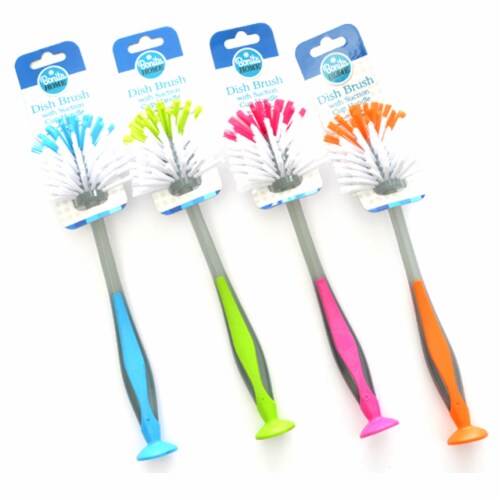 4 PC Scrub Brush Standing Suction Cup Sink Scrubber Dish Kitchen Gadgets Washing Perspective: back