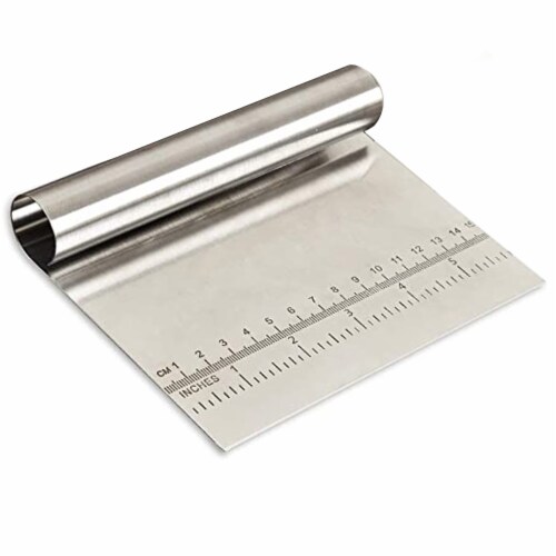 Bench Scraper Stainless Steel Dough Chopper Measure Cutter Pastry Baking Kitchen Perspective: back