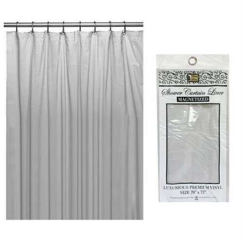 Shower Curtain Liner Heavy Duty Magnetic Mildew Resistant Vinyl Waterproof Gray Perspective: back