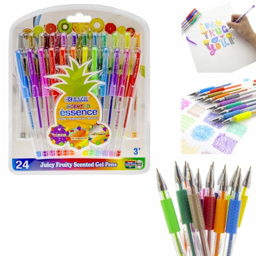 24 Pack Scented Gel Pens Multicolor Arts and Crafts Pen School Supplies All Ages Perspective: back