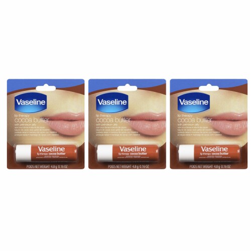 3 Pack Vaseline Lip Therapy Cocoa Butter Moisturizer Dry Lips Petroleum Jelly Perspective: back