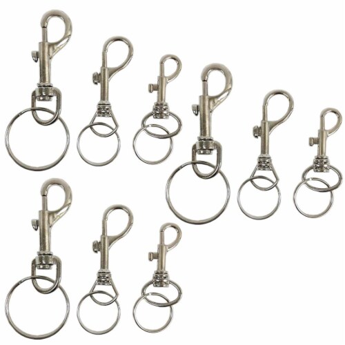 9PC Round Steel Swivel Eye Bolt Snap Hook Key Chain Pet Leash