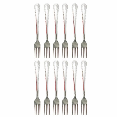 12 Dinner Forks Set Heavy Duty Stainless Steel Cutlery Table Flatware Utensils Perspective: back