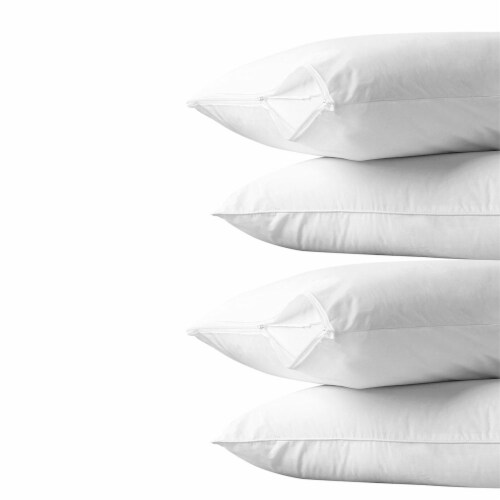 4PC Bedding Waterproof Pillow Zippered Protector Premium Fabric Breathable Cover Perspective: back