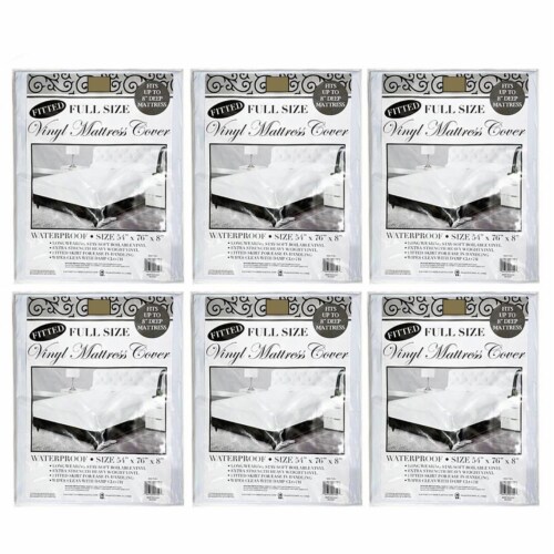 6 PK Vinyl Mattress Protector Full Size Cover Premium Waterproof Bed Heavy Duty Perspective: back