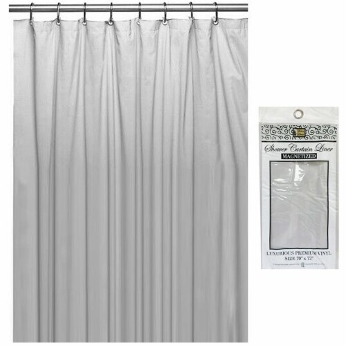 Gray Shower Curtain Liner Magnetic 70 X 72 Waterproof Heavy Duty Vinyl Bathroom Perspective: back