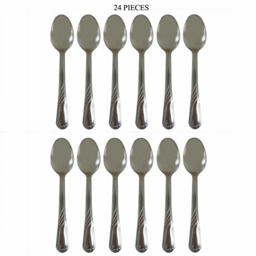 24 Pc Teaspoon Stainless Steel Coffee Tea Spoons Cutlery Silverware Set Kitchen Perspective: back