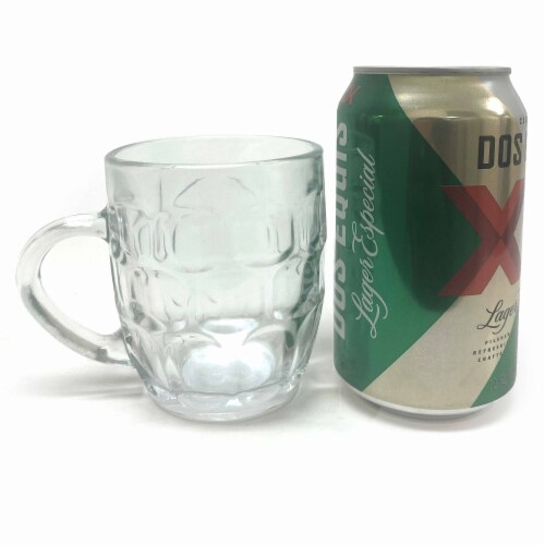 2 Pc Glass Beer Mug Pilsner Glass Cups Clear Coffee Tea Hot Cold Beverage 8.6Oz Perspective: back