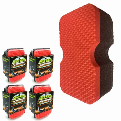 4 PC Express Shoe Shine Polish Sponges Instant Shine Leather Care Boots Protects Perspective: back