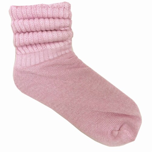 2 Pairs Pink Girls Soft Slouch Socks Plush Cotton Thick Knit Scrunch Junior 6-8 Perspective: back