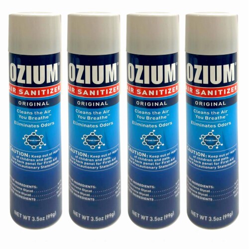 4 Pc Ozium 0.08oz Air Sanitizer Spray New Car Scent Odor Eliminator  Freshener, 1 - Kroger