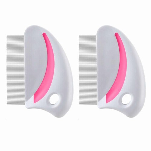 2 Pc Stainless Steel Comb Dog Cat Pet Flea Metal Brush Shedding Detangling Tool Perspective: back