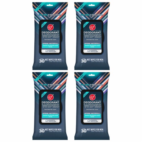 4 Packs Men's Deodorant Wipes Cleaning Towelette Moist Cloth Spring Scent 120 Ct Perspective: back