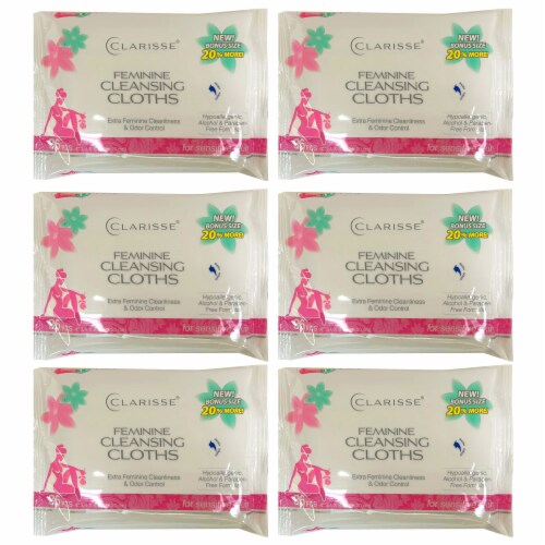 6 Pk Feminine Wipes Cleansing Cloths Women's Wet Moist Towelette Odor Control Perspective: back