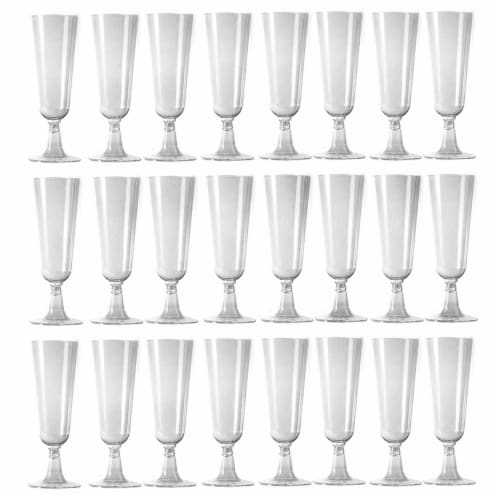 24 Pc Plastic Champagne Flutes Wine Mimosa Disposable Glasses Cups Wedding 4.7oz Perspective: back