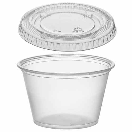 64 Ct Disposable Plastic Mini Cups Lids 2.5oz Condiments Sauce Dressing Portion, 1 - Fry's Food Stores