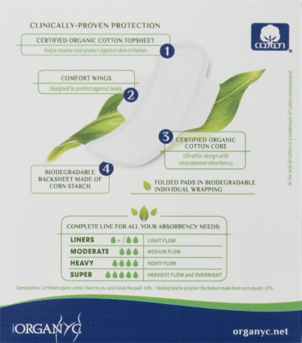 Organyc® Heavy Flow Night Cotton Pads Perspective: back
