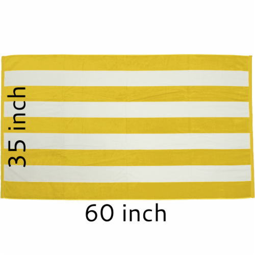 TowelSoft Premium Cabana Stripe 100% Cotton Terry Velour Beach Towel 35 inch x 60 inch-Yellow Perspective: back