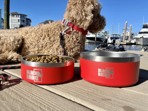 Black Rhino Dura-Bowl Red (42 Oz) for Dogs | Non Slip Perspective: back