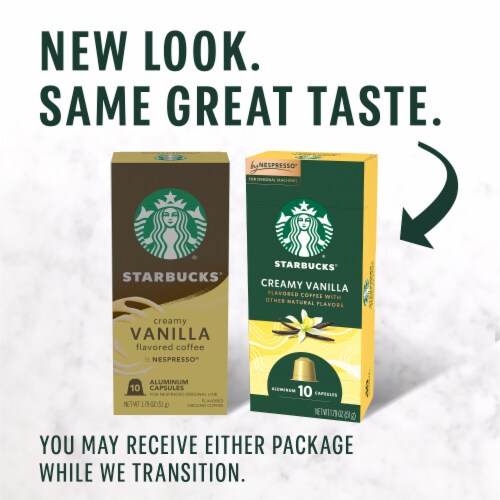 Starbucks By Nespresso Original Line Pods Flavored Roast Coffee Creamy Vanilla 100% Arabica Perspective: back