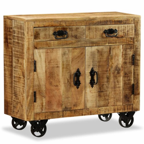 vidaXL Sideboard with 2 Drawers and 1 Cabinet Rough Mango Wood Perspective: back