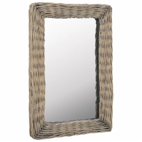 vidaXL Mirror Wicker Brown 15.7 x23.6 Perspective: back