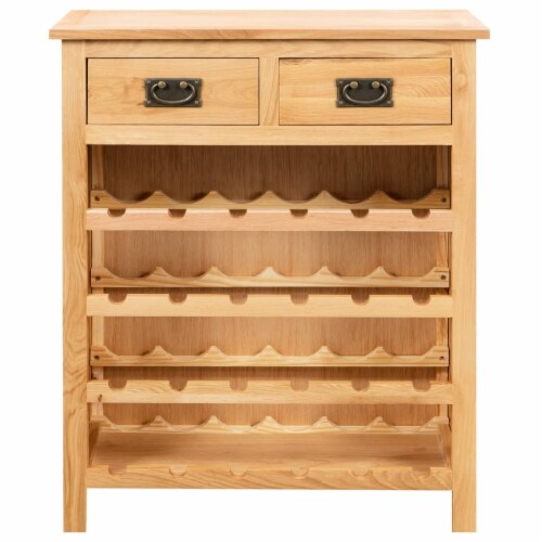 vidaXL Wine Cabinet 28.3 x12.5 x35.4 Solid Oak Wood Perspective: back