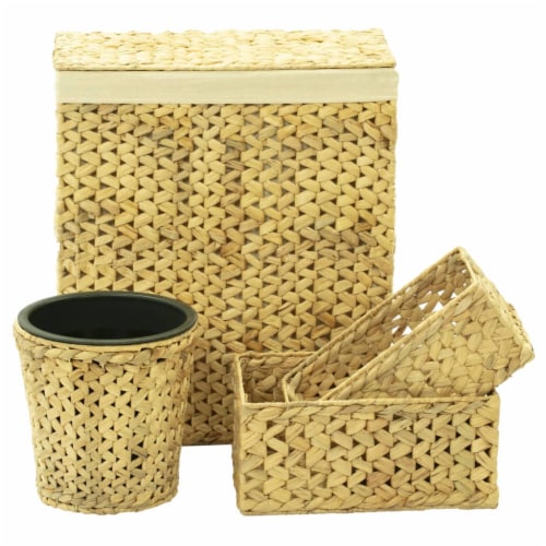 vidaXL 4 Piece Bathroom Set Water Hyacinth Perspective: back
