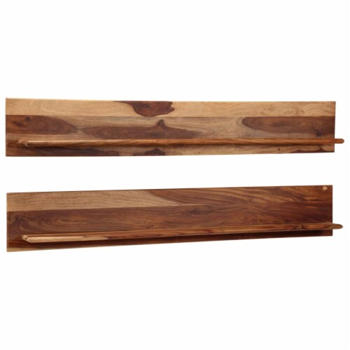 vidaXL Wall Shelves 2 pcs 66.5 x10.2 x7.9  Solid Sheesham Wood Perspective: back