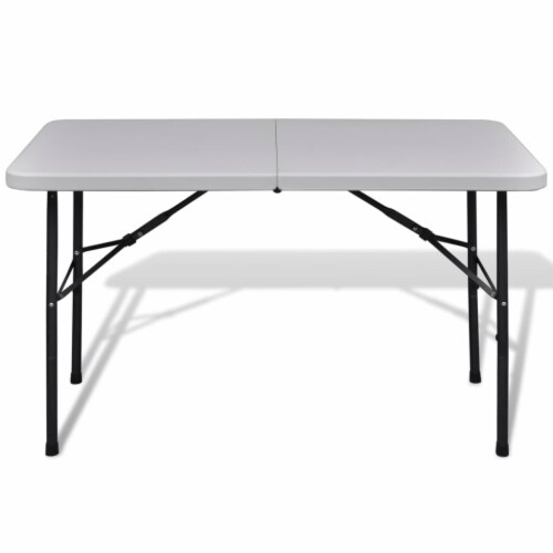 vidaXL Foldable Garden Table 48 HDPE White Perspective: back